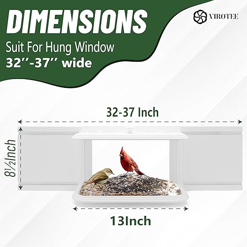 Miniatura 2 de VIROTEE Comedero para pájaros con ventana en el interior de la casa para ver, vista clara, Winodw, inserto para interiores, observa pájaros