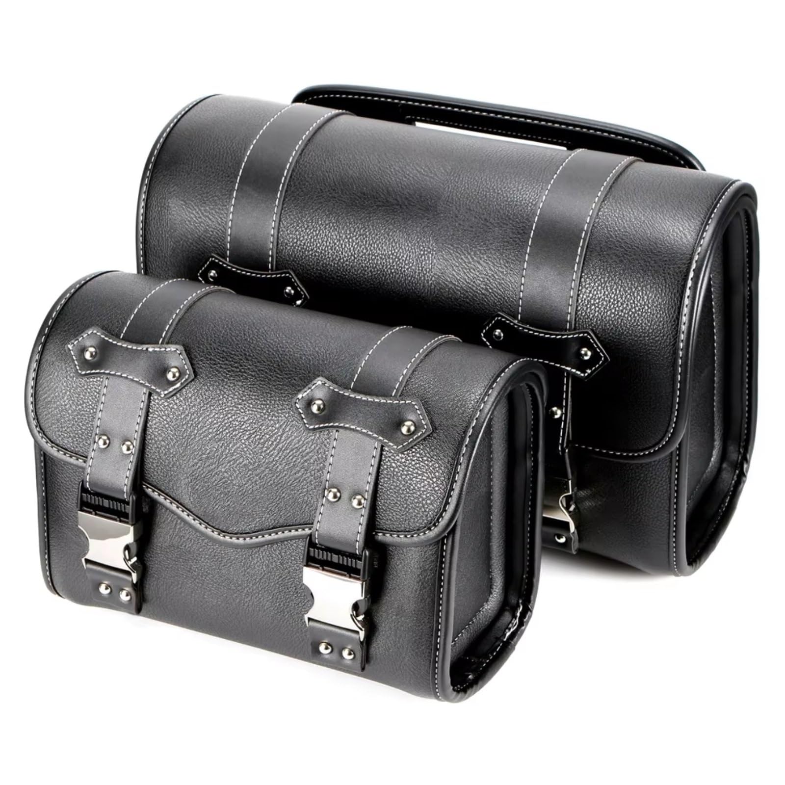 Compatibile Con Suzuki 1 Pz Borse Laterali Moto Borsa Forcella Bagagli In PU Attrezzi Laterale Sella Accessori Ricambio Sacche Moto(Large size black)