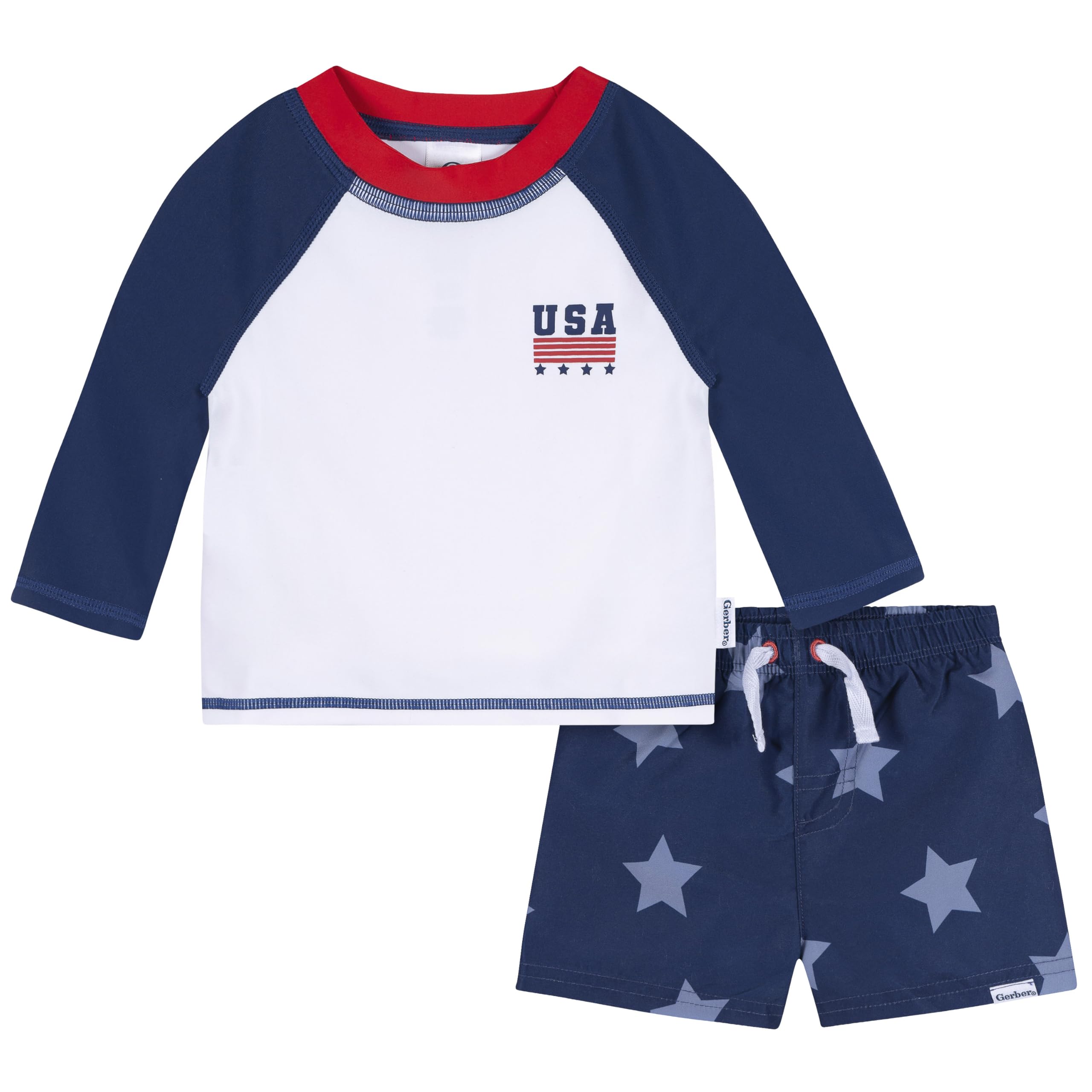 Gerber Baby &amp; Toddler Boys Long Sleeved Rashguard Swim Bathing Suit Set
