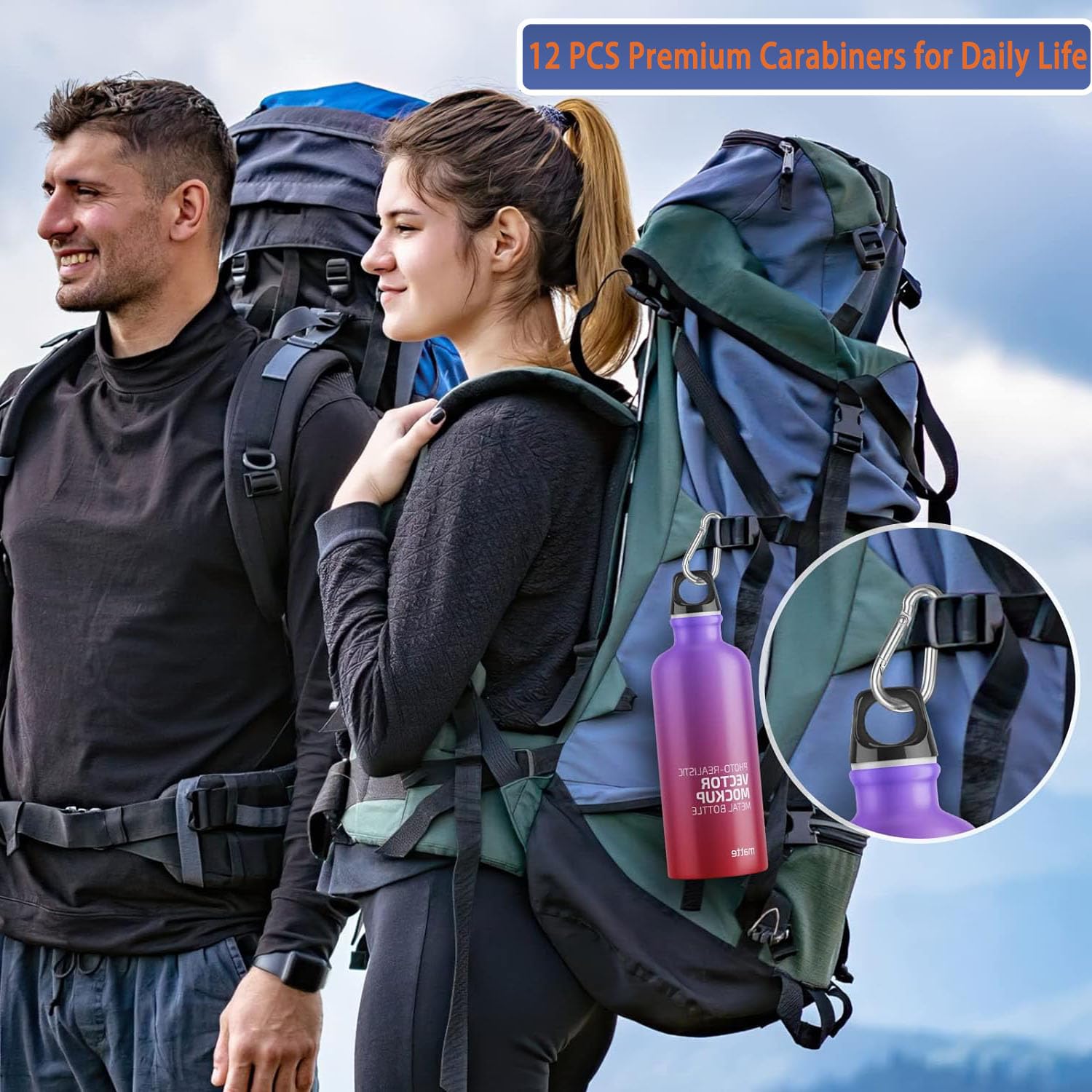 Moschettoni In Acciaio Zincato 12PCS - 60mm Portata 180kg - Per Zaini E Campeggio - Foto 5