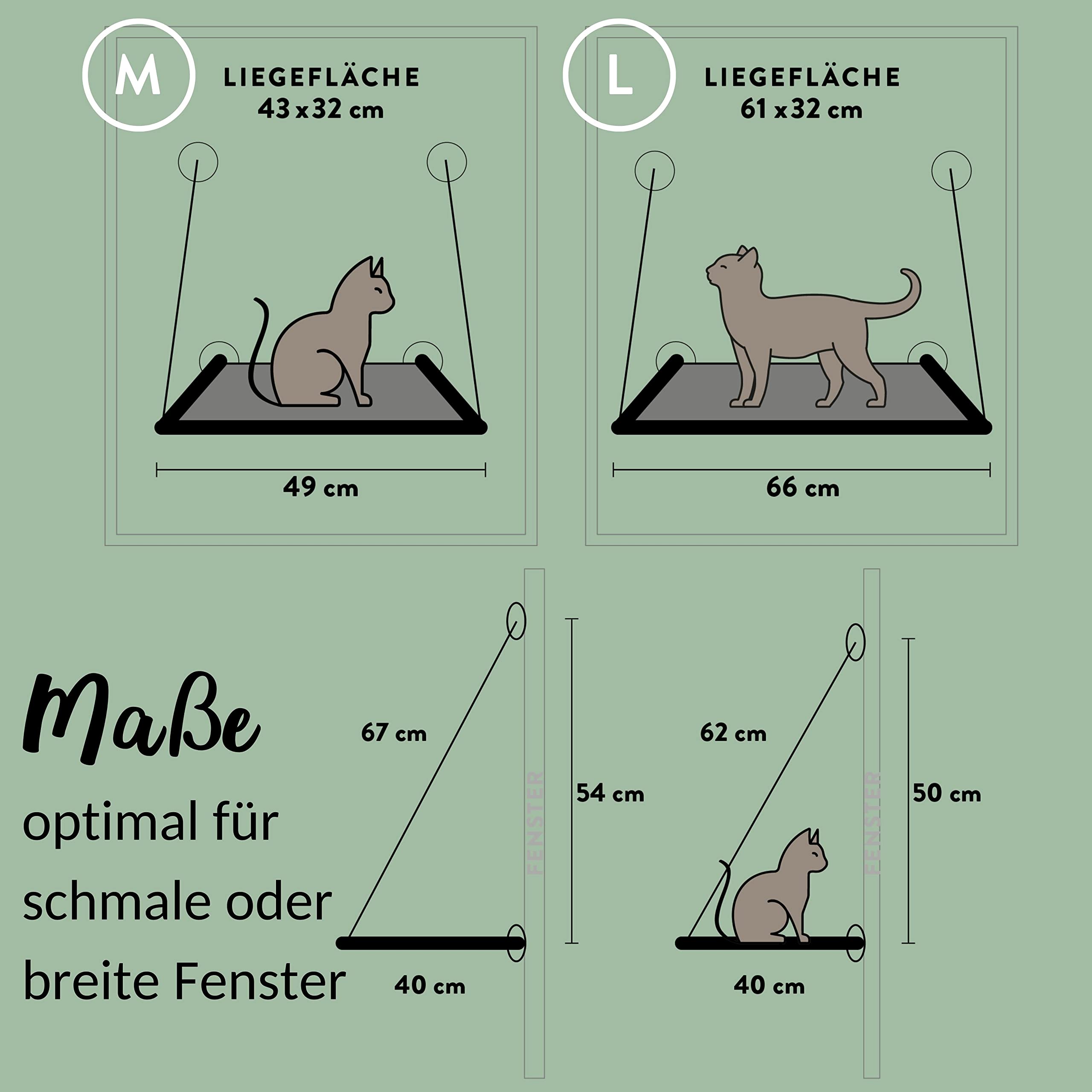 Riijk Fensterbett für Katzen bis 23kg, stabil, Platz für kleine Fenster