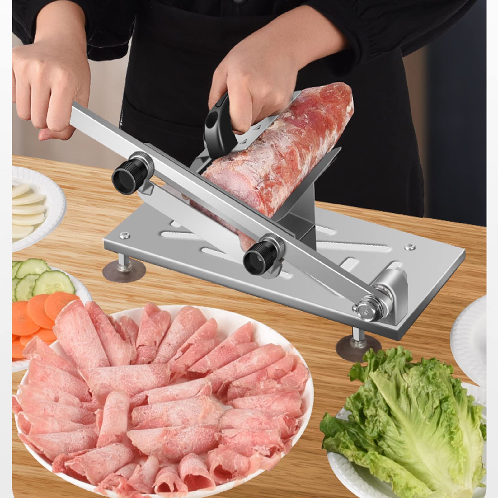 Cortadora de Carne para Uso doméstico o Comercial,Máquina cortadora de Carne para el hogar,con Hoja de Acero Inoxidable Adicional, Ajuste de Espesor,Rebanadora para Carne Seca y qu