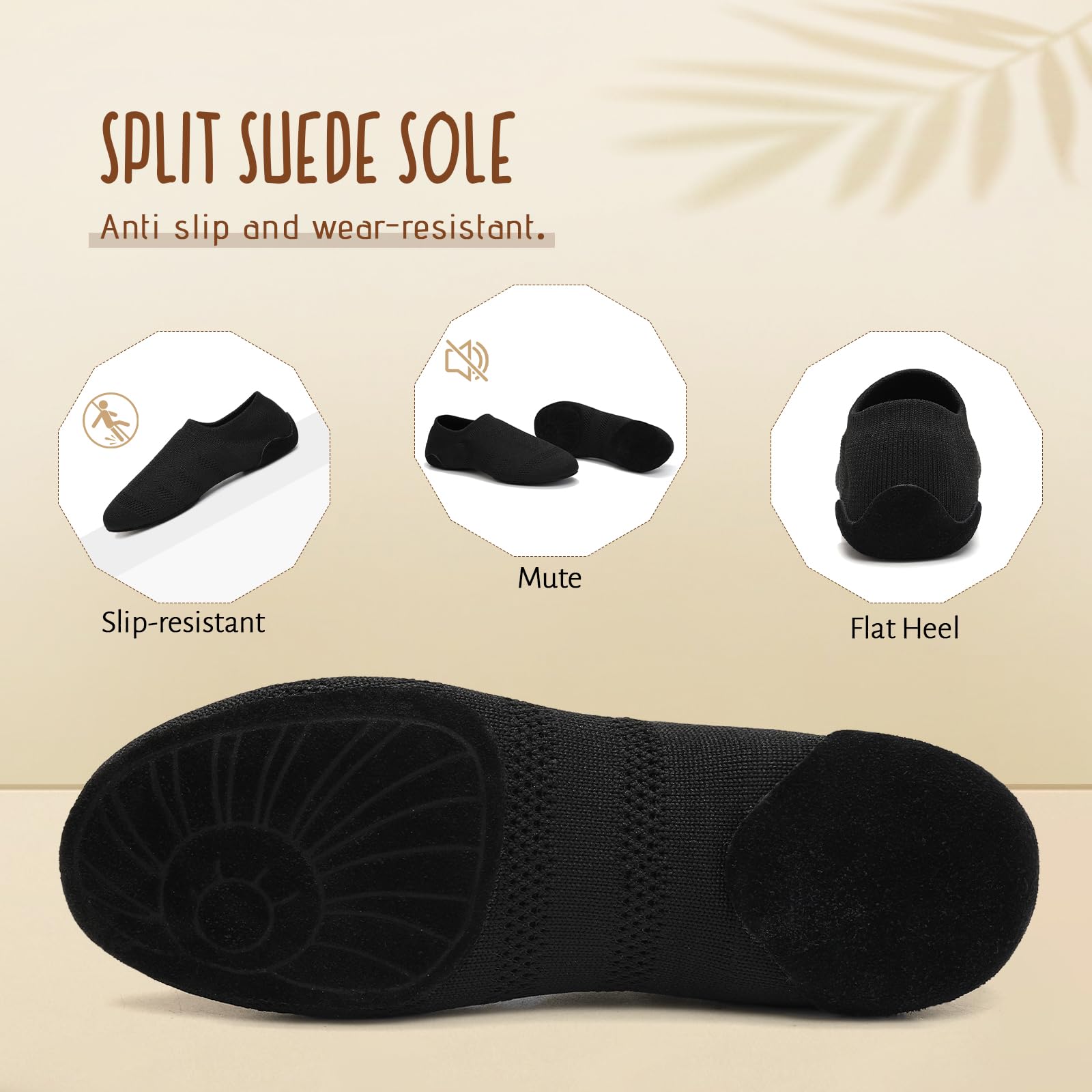 Chaussures Danse de Salon pour Fille Bout Fermé a Enfiler Chausson Talon Plat de Danse Moderne Jazz Entrainement
