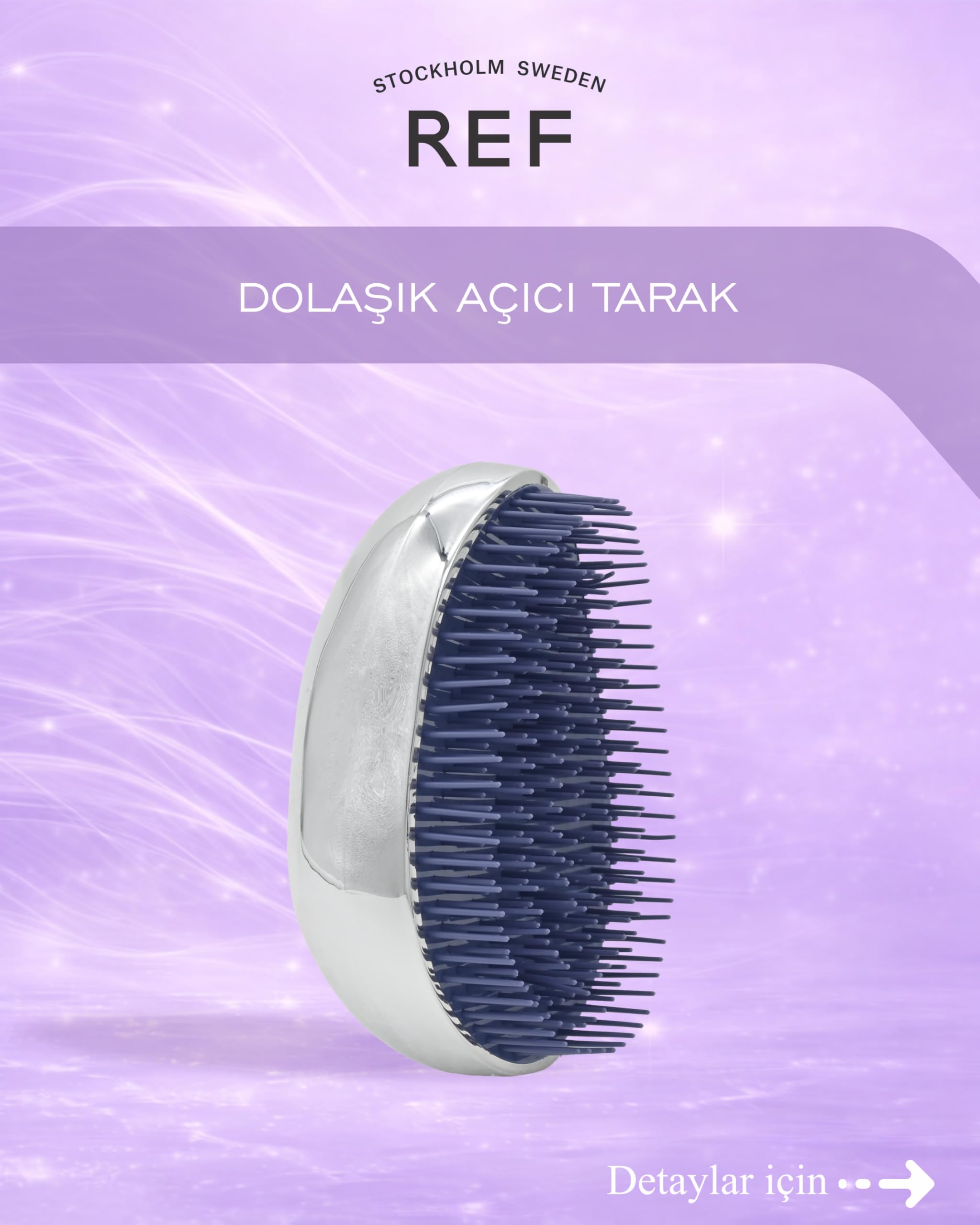 REF STOCKHOLM - Detangling Brush Silver Colour Dolaşık Açan Tarak Saç Fırçası (3 paketi)