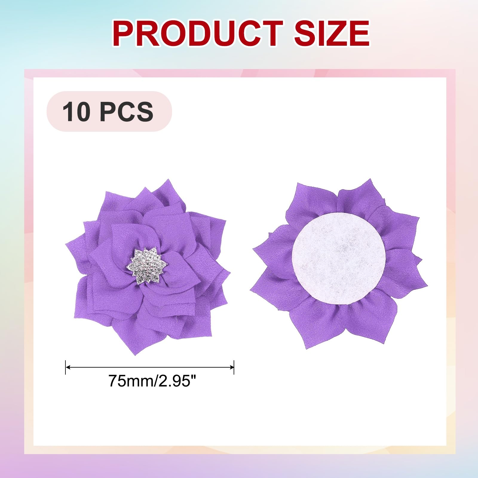 PATIKIL 3 Inch Rhinestone Pearl Chiffon Flower - Image 2