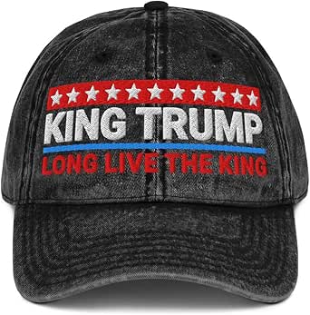 Trump is King Embroidered Vintage Cap, Trump Long Live The King Black