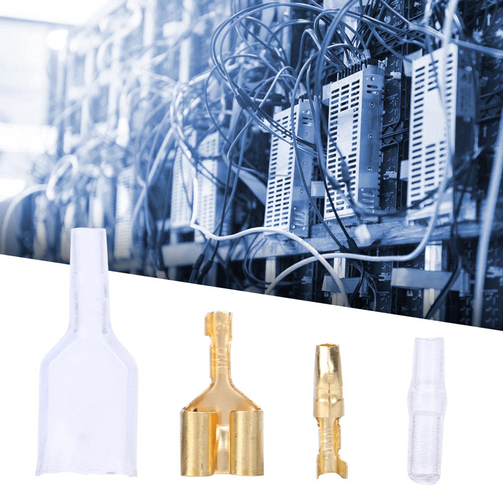 Power-Cable Terminals 20 Set 1 to 2 Female/Male Automotive Electrical Wire Connectors Kit, Bullet Crimp Terminals Electric Wire Connecting