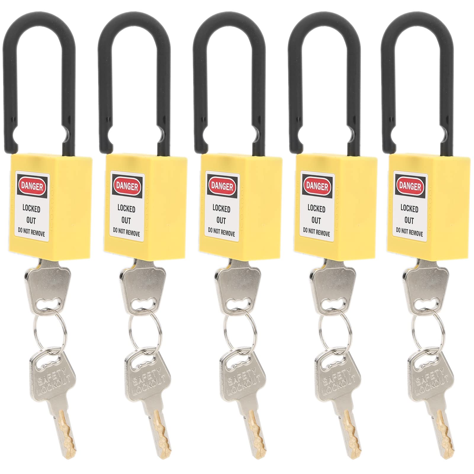 5 zestawów zamków błyskawicznych, blokada zamka zamka zamka 38 mm bezpieczeństwo nylon (YELLOW)