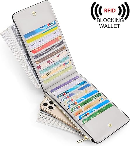 Miniatura 2 de YALUXE Women's Wallet RFID Blocking with 20 Card Slots Cash Holder Zipper Pocket for Phone PU Leather