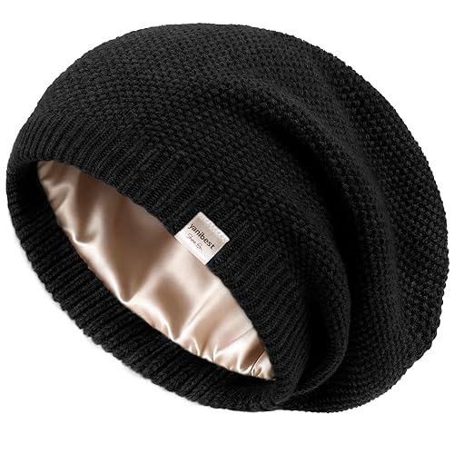 YANIBEST Satin Lined Beanie, Warm Winter Hats for Women, Classic