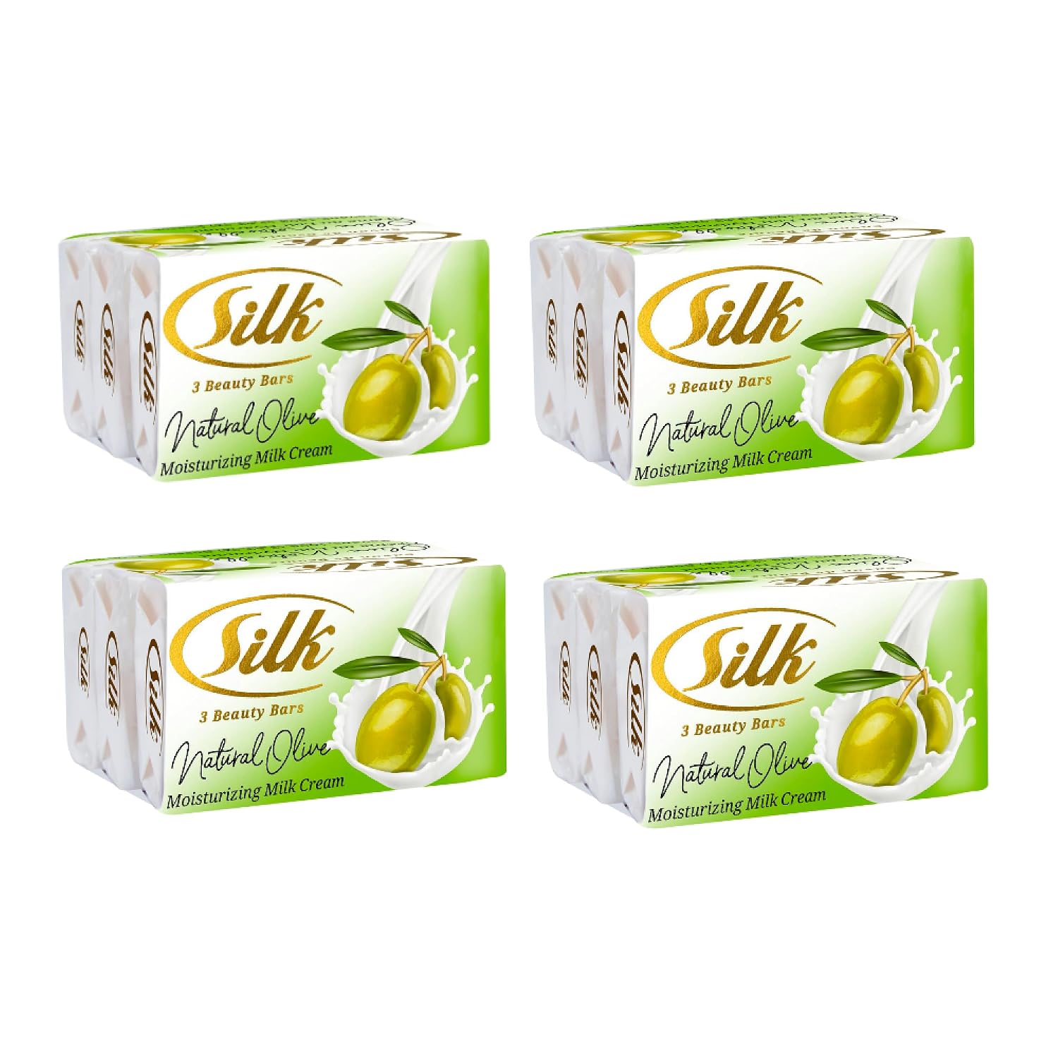 SILK Moisturizing Bar Soap for Women & Men, Beauty Bath Bars with Glycerin - Gentle Cleansing for Body, Creamy Lather No Animal Fats, Long Lasting, Natural Olive Scent, 3.53 oz (Pack of 12)