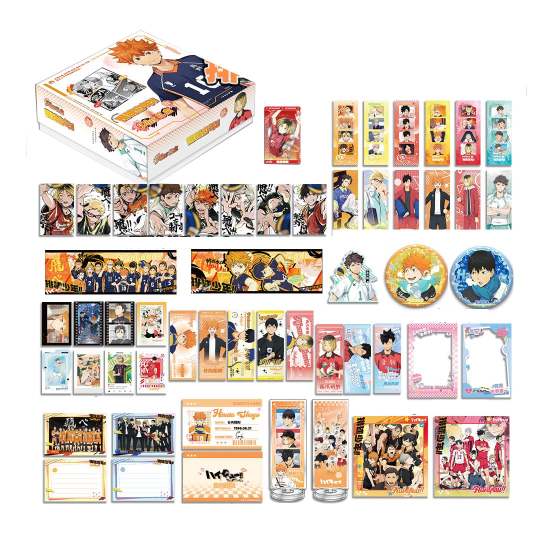 Haikyu Lucky Box HinataShoyo Chibi Figure Badges Stand Bookmark Postcard Game Fans Collection Goods Set