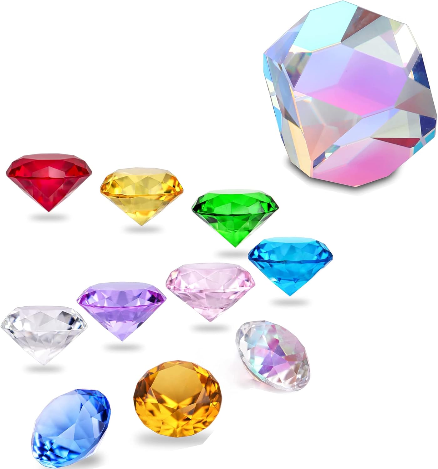 40mm Multicolor Crystal Diamond and 20mm Color Optical Crystal Glass Polyhedron RGB Dispersion Prism
