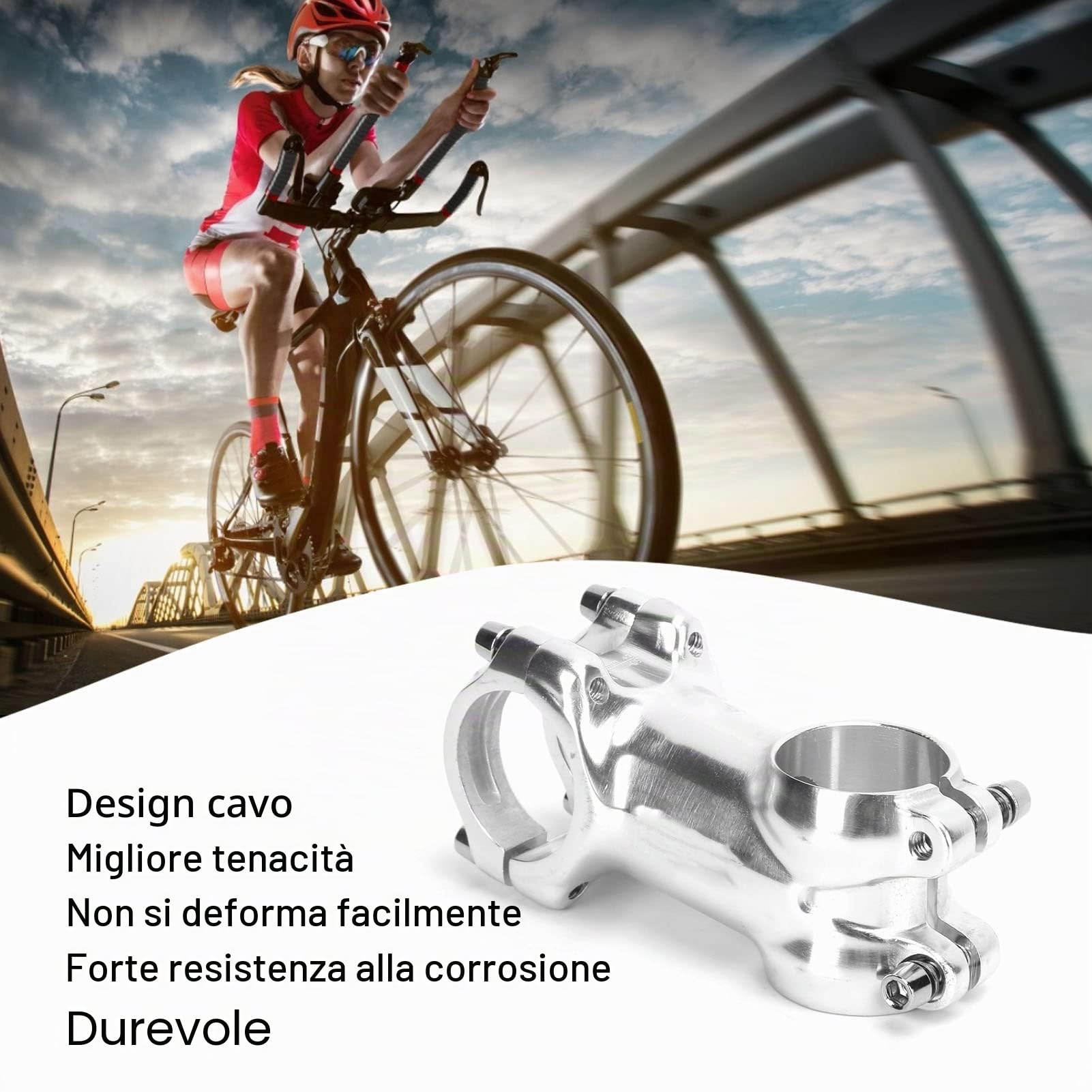 Yctze Attacco Manubrio Bici Attacco Manubrio Senza Filettatura Argento Aluminiumoy 31,8 Mm Attacco Manubrio Bici Argento Aluminiumoyycle Attacco Manubrio per Bici da Strada