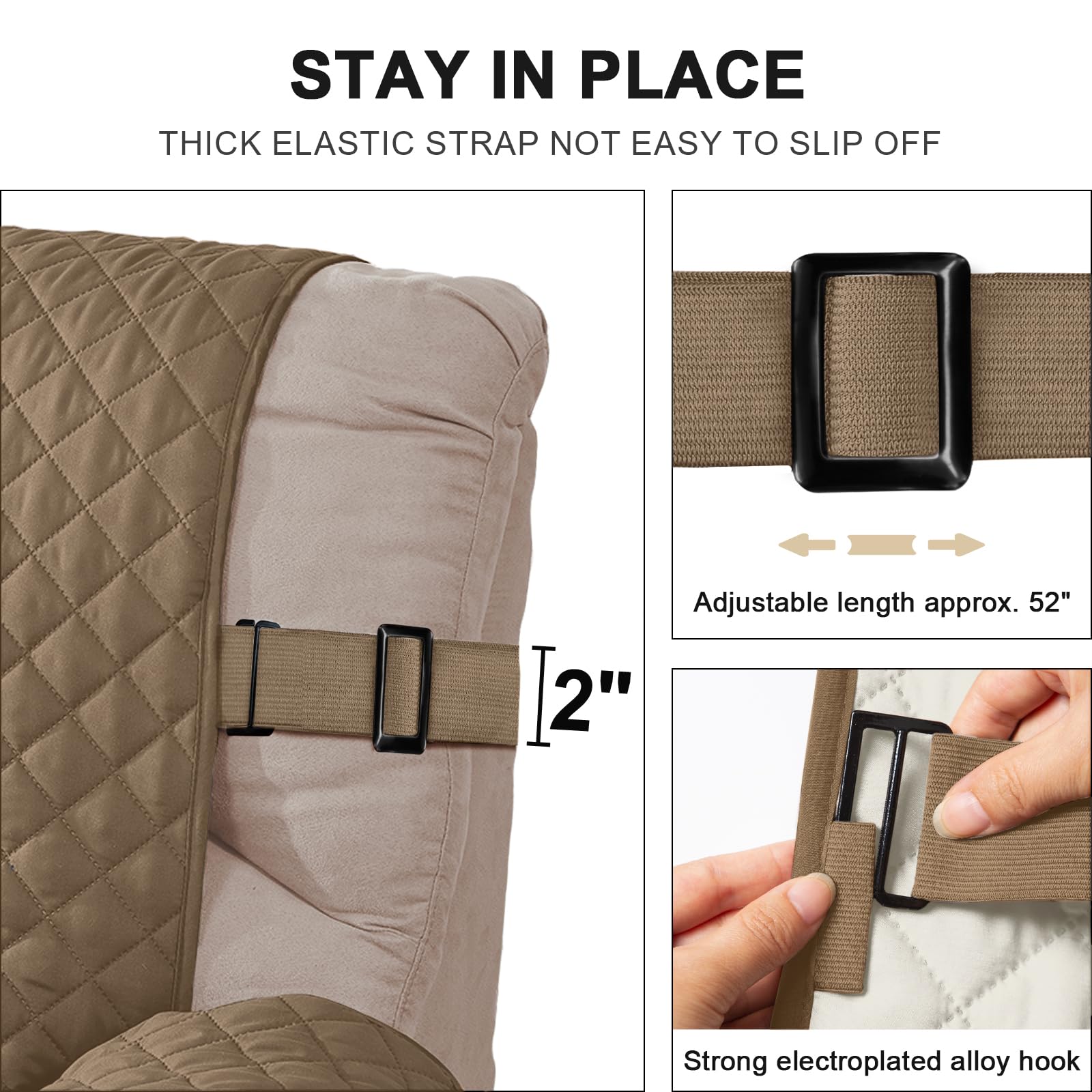 HOMERILLA Reversible Recliner Chair Cover - Washable, Adjustable Straps, Large Size Protector for Kids, Pets (30", Taupe/Ivory) 1