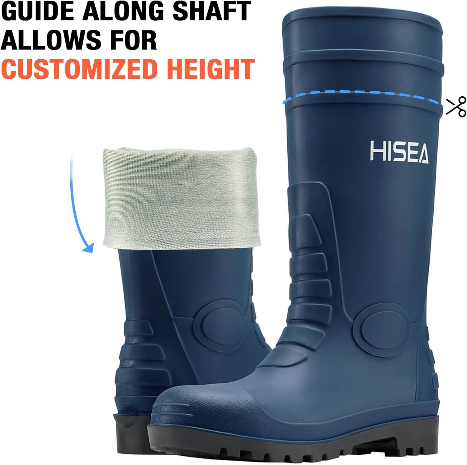 HISEA Men's Rain Boots with Steel Shank, Waterproof Rubber Boots Seamless PVC Rainboots Durable Protective Footwear Outdoor Work Boots Garden Fishing Tall Knee Boot for Agriculture and Industrial Working - Image 7