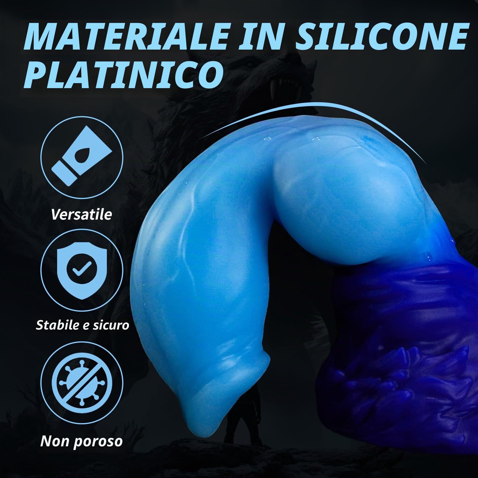 17 cm Nothosaur Graemen w/Tube Fantasy Animals Knot Dildo with Platinum Silicone Suction Cup, Animal Dildo con Tail, Furry Sex Toys, Plugs for Men and Women, M