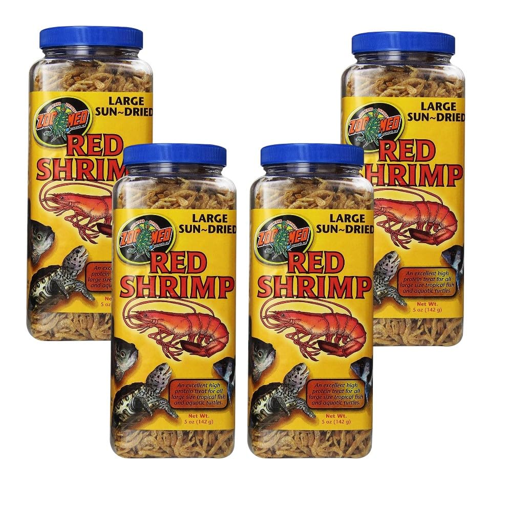 Zoo Med Large Sun-Dried Red Shrimp Tropical Fish Aquatic Turtles 5 oz - 4 Pack