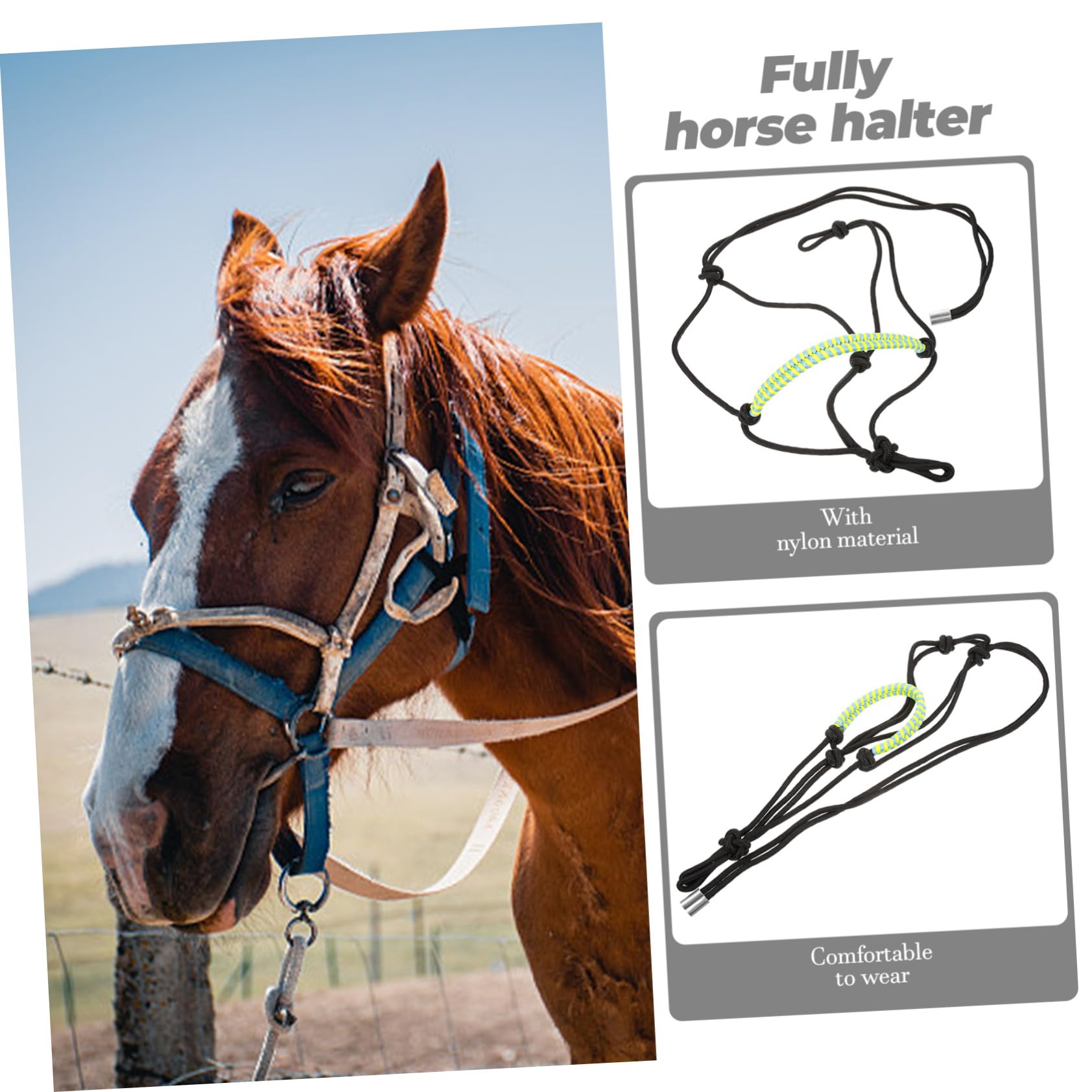 TOYANDONA Verstellbares Pferdehalfter aus Nylon Schwarz Strapazierfähig und Bequem für Pferdetraining Reitvorführungen und Pferdezubehör Zufällige Farbe