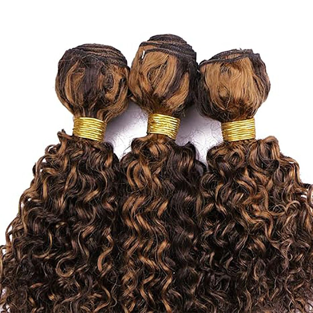 Curly Wave Human Hair Bundles Echthaar Tressen Bündel Menschliches Haar Human Hair Extensions Double Weft Weave 50g/Piece Highlight Brown Color 26 28 30 Zoll