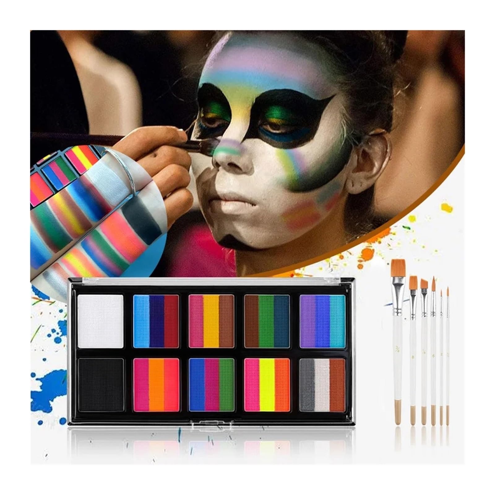 paleta de pintura corporal Set de pintura facial y corporal(With 6brush)