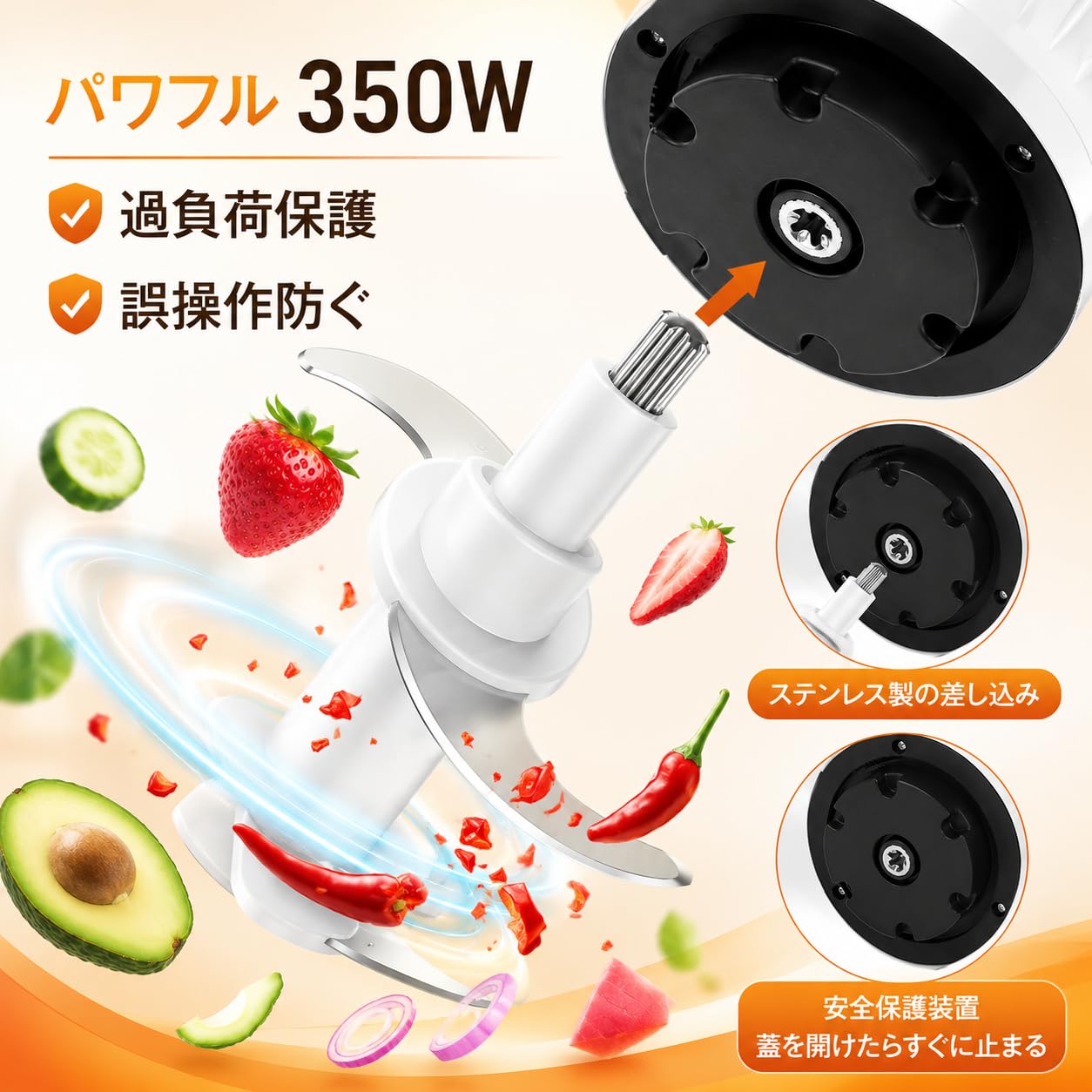 Amazon.co.jp: happilaff フードプロセッサー 350Wハイパワー 1台5役