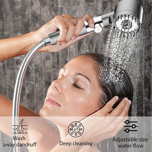 Miniatura 6 de APOFUN Cabezal de ducha con mano, cabezales de ducha de alta presión, cabezal de ducha filtrado de 3 modos de ahorro de agua con manguera de