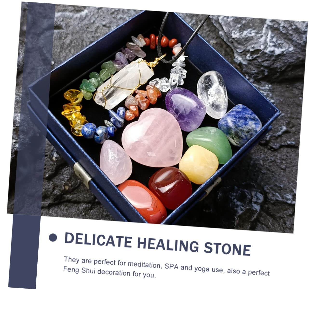 Set de Colgante de Cristal de 7 Chakras Caja, 1 Juego