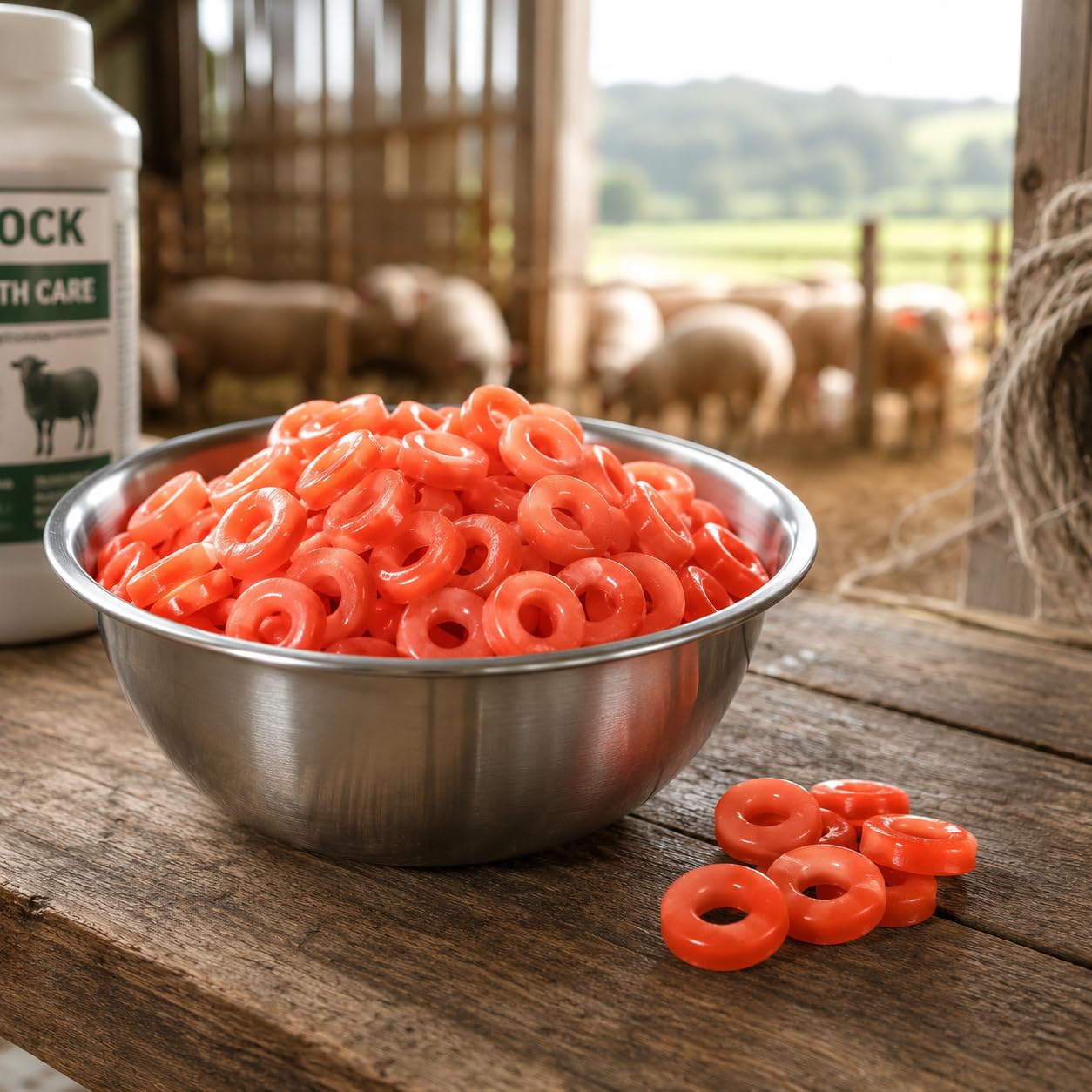 Garneck 100 anelli di gomma Elastrator per pecore castrazione altamente elastici per coda agnello vitelli