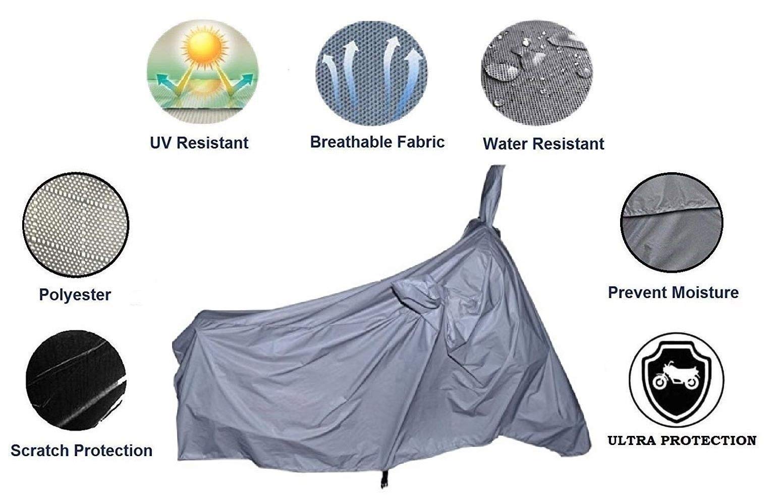 NEXTON Presents Scooty Bike Body Cover Compatible with Hero HF Deluxe Water Resistant Cover (Silver )