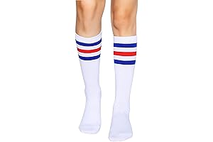 Over the Calf Red and Blue Tube Socks