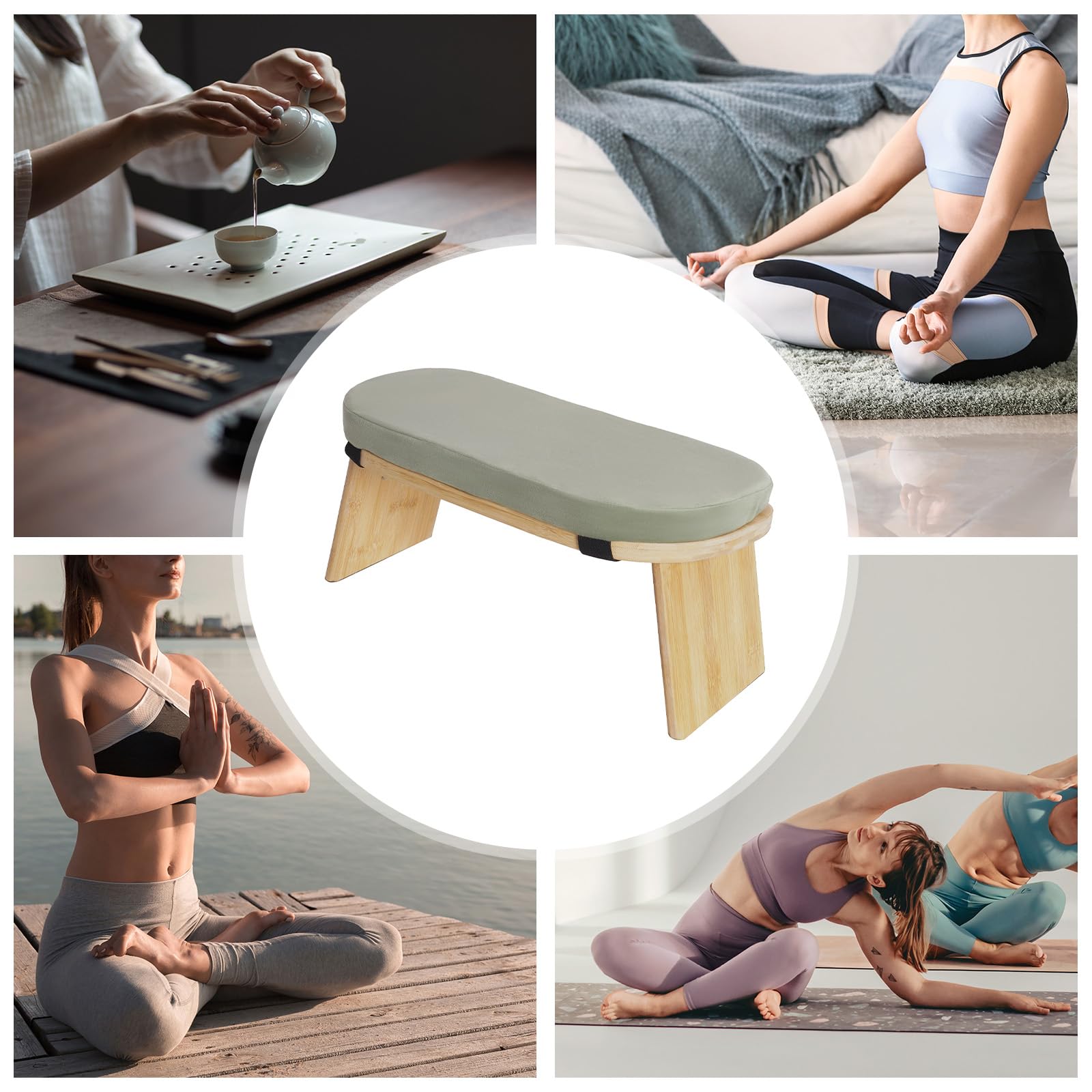 SailorMoon Banc de méditation pliable 44 x 19 x 21 cm, banc de yoga, tabouret de méditation ergonomique, pliable, chaise 180 kg, appareil sportif ergonomique