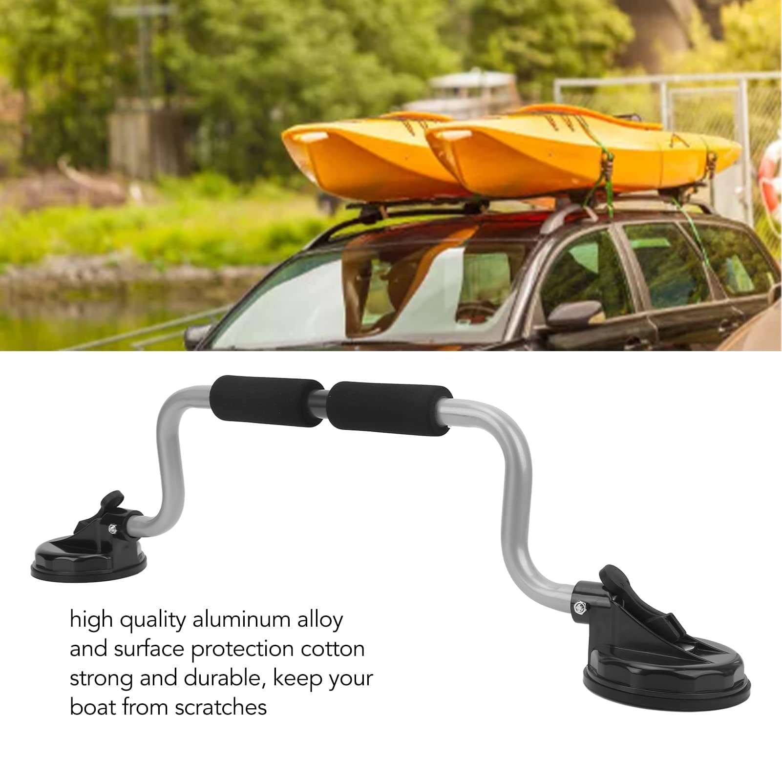 Kayak Roller Kayak Load Assist con Ventosa para Cargar Kayaks, Canoas a Techos de Automóviles Actualizados(KY‑OE04‑S Plata)