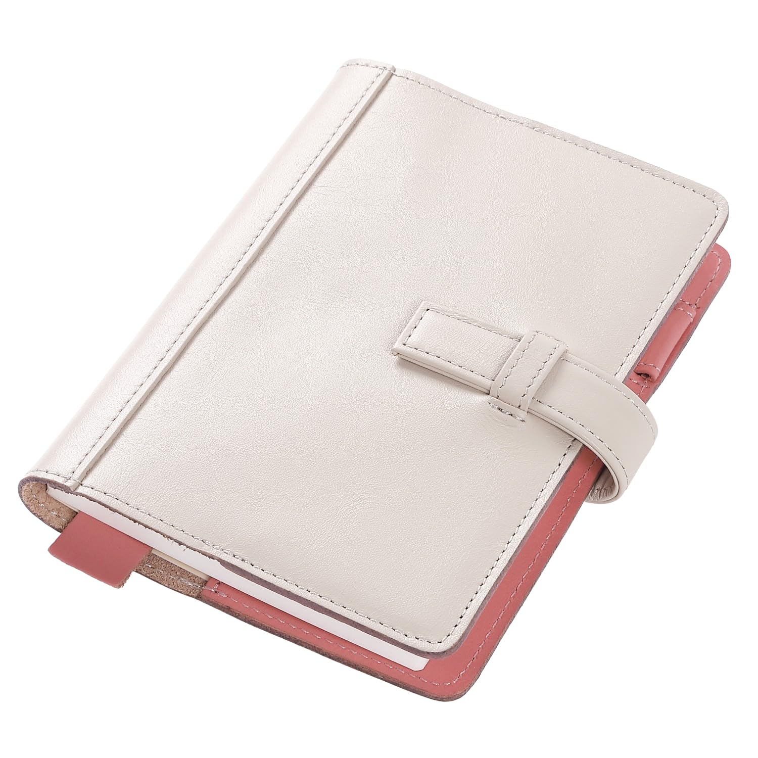 Lightex a6-monoleather, Genuine Leather, Notebook Cover, A6 Size, Hobonichi Compatible, Compatible with Original Size, Bi-Color, Beige