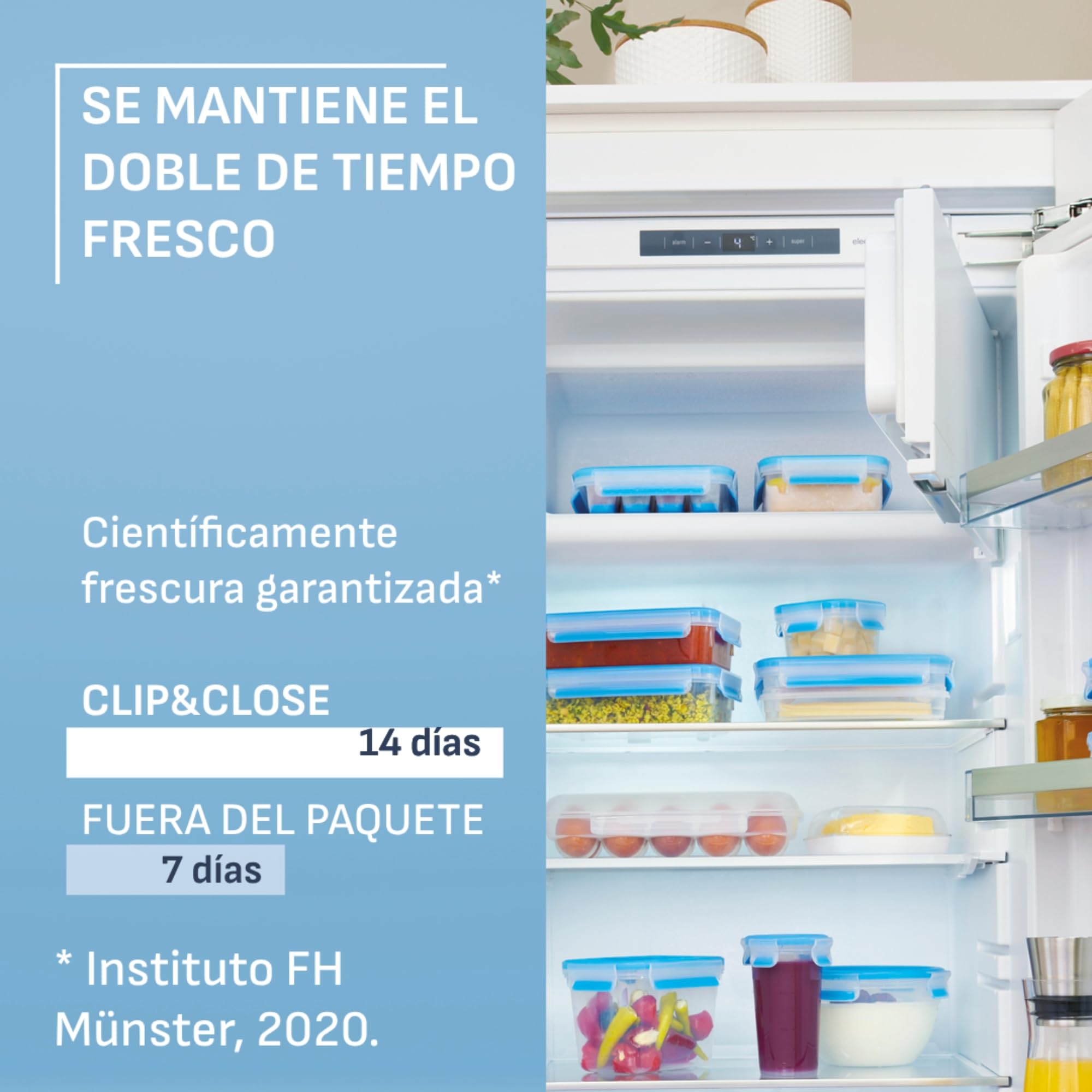 Emsa Clip&Close Fresh - Set de 3 Recipientes Herméticos Plástico de 0,55 L, higiénico, no olores ni sabores, apto lavavajillas y microondas, certificado Baby Care