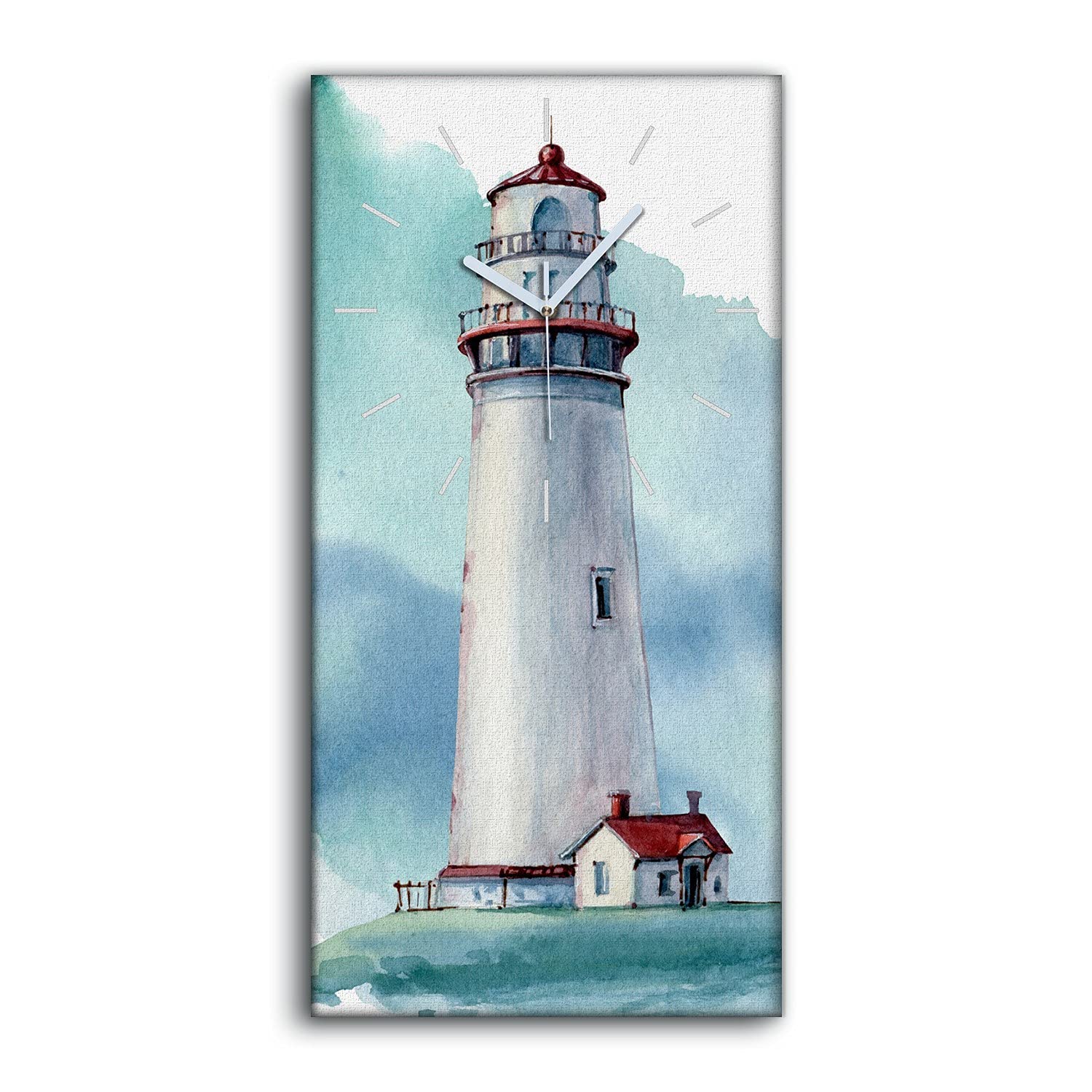 Horloge sur Toile 30x60cm Phare Aquarelle Art Mural Décoration Chambre