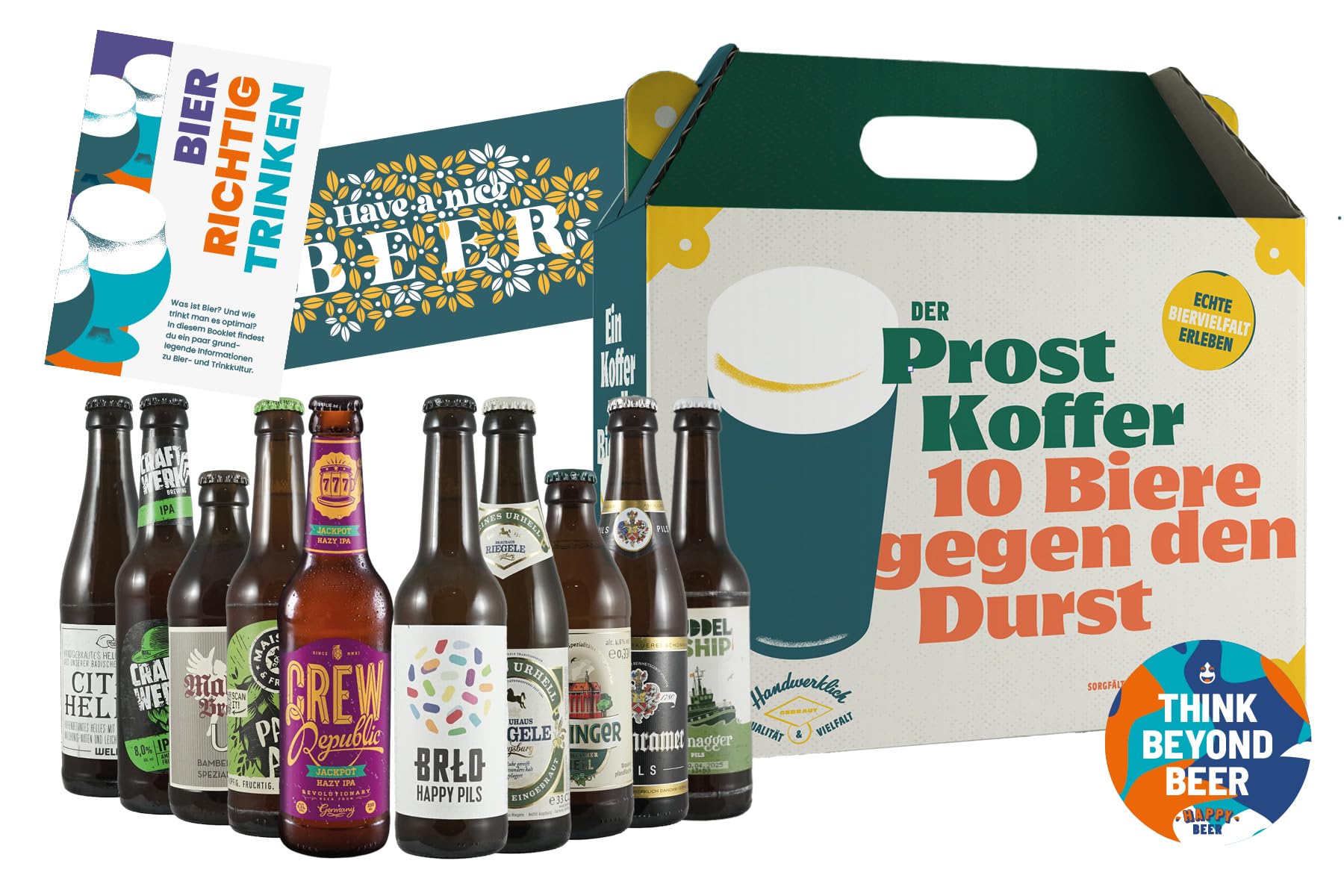 Prost Koffer - Premium Bier Geschenk Paket - 10 x 330ml Craft Beer Flasche - Biergeschenk für Männer - Tasting zu Hause, Männerhandtasche, Geburtstagsgeschenk für Männer, Vatertagsgeschenk