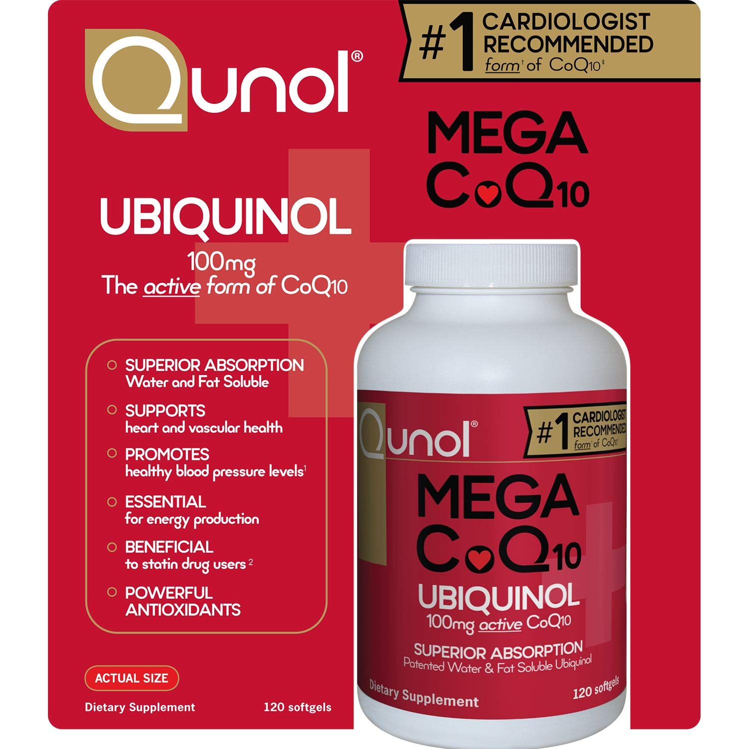 Buy Qunol Mega 100mg CoQ10 Ubiquinol, Superior Absorption, 3Pack ( 120