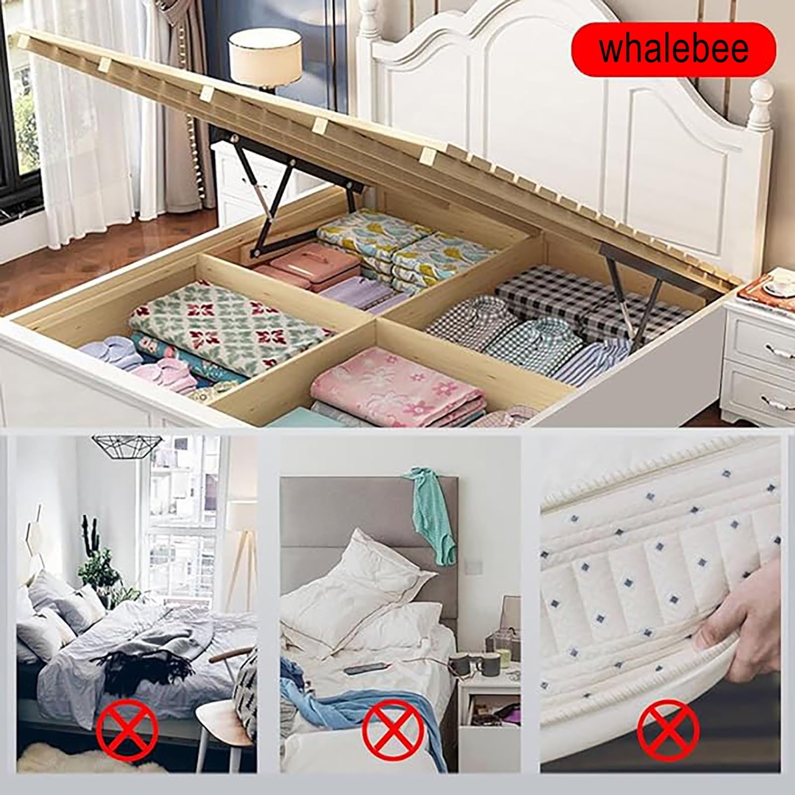 Juego de mecanismo hidráulico de elevación de cama resistente de 750 mm, bisagras de resorte de gas para elevar el marco de la cama, soporte neumático para caja de almacenamiento de cama