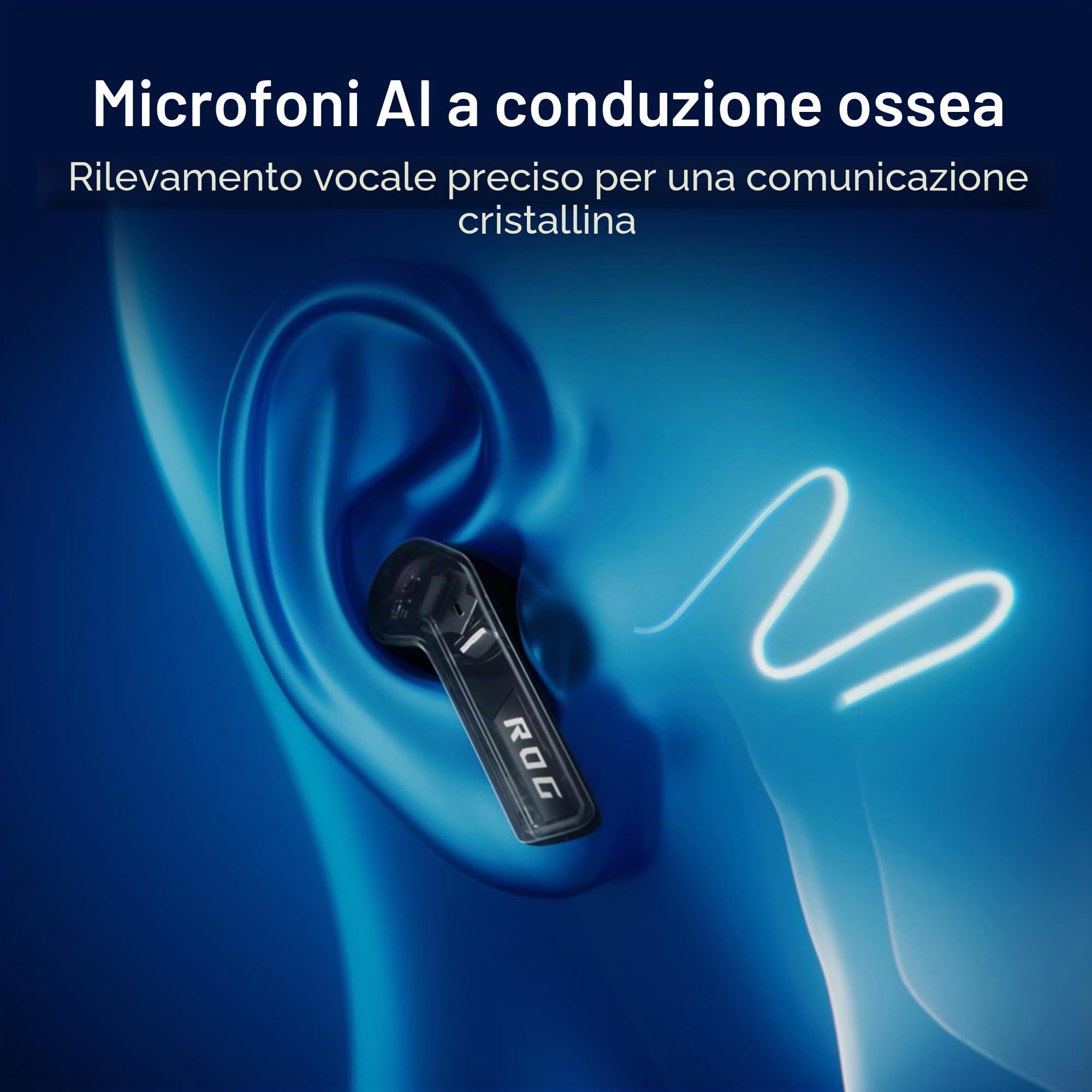 ASUS ROG Cetra True Wireless Speednova Cuffie Gaming Senza Fili, Tecnologia Wireless ROG SpeedNova, Audio 24 bit 96 kHz, Microfoni IA a Conduzione Ossea, ANC, Fino a 46 Ore di Autonomia, Bianco