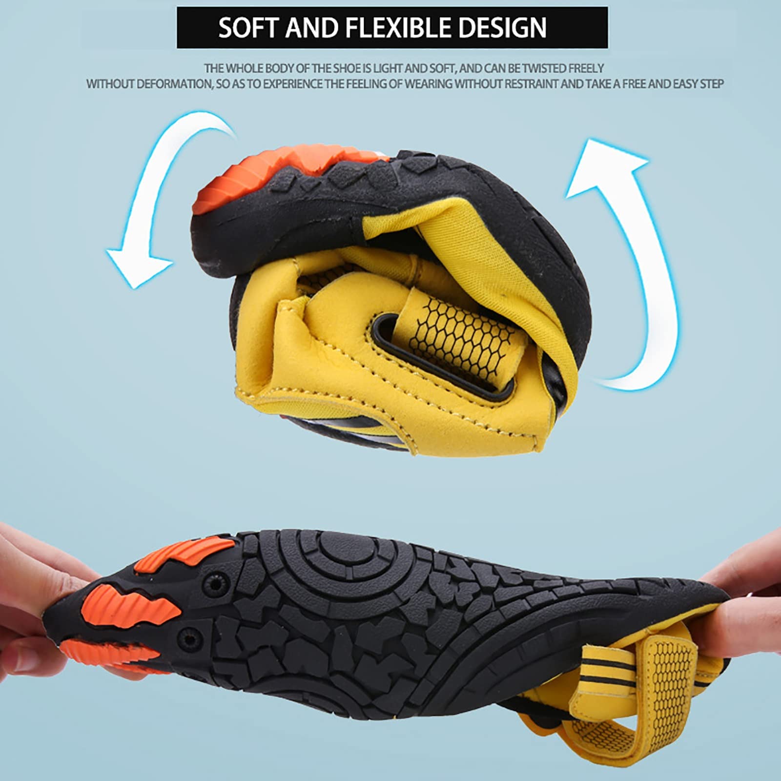 Calzado deportivo unisex para deportes acuáticos, protección ligera para los dedos del pie, calzado deportivo de playa de secado rápido, para surfear descalzos, zapatillas antideslizantes(Orange,37 EU