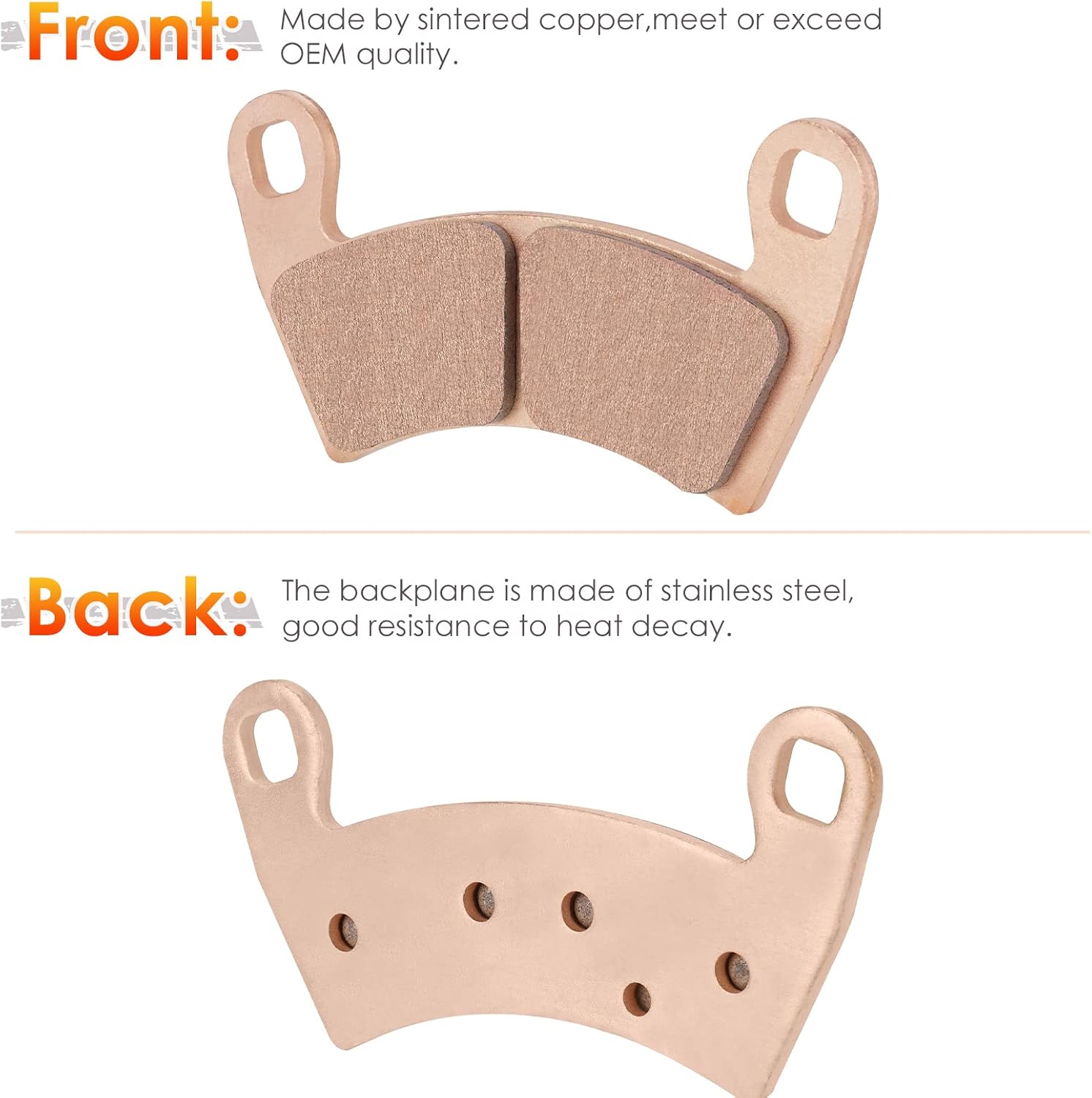 Front & Rear Sintered Brake Pads Set for 2011-2019 Polaris Ranger XP 900, 2014-2021 Polaris Ranger Crew 570 Mid Size and Ranger Crew 570-4, 4 sets Front and Rear Brake Pads