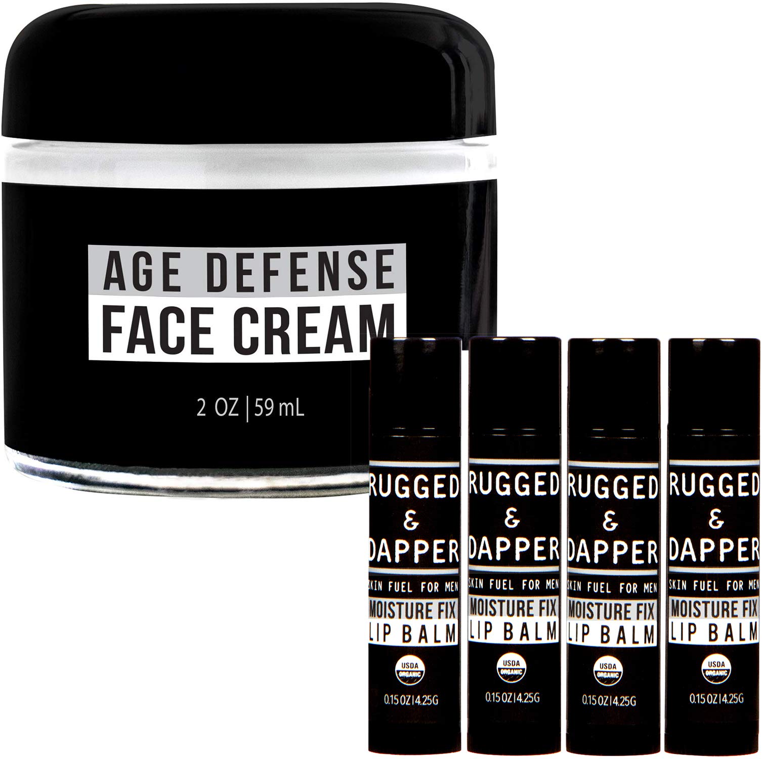 Men's Face Cream and Organic Lip Balm Hydration Bundle