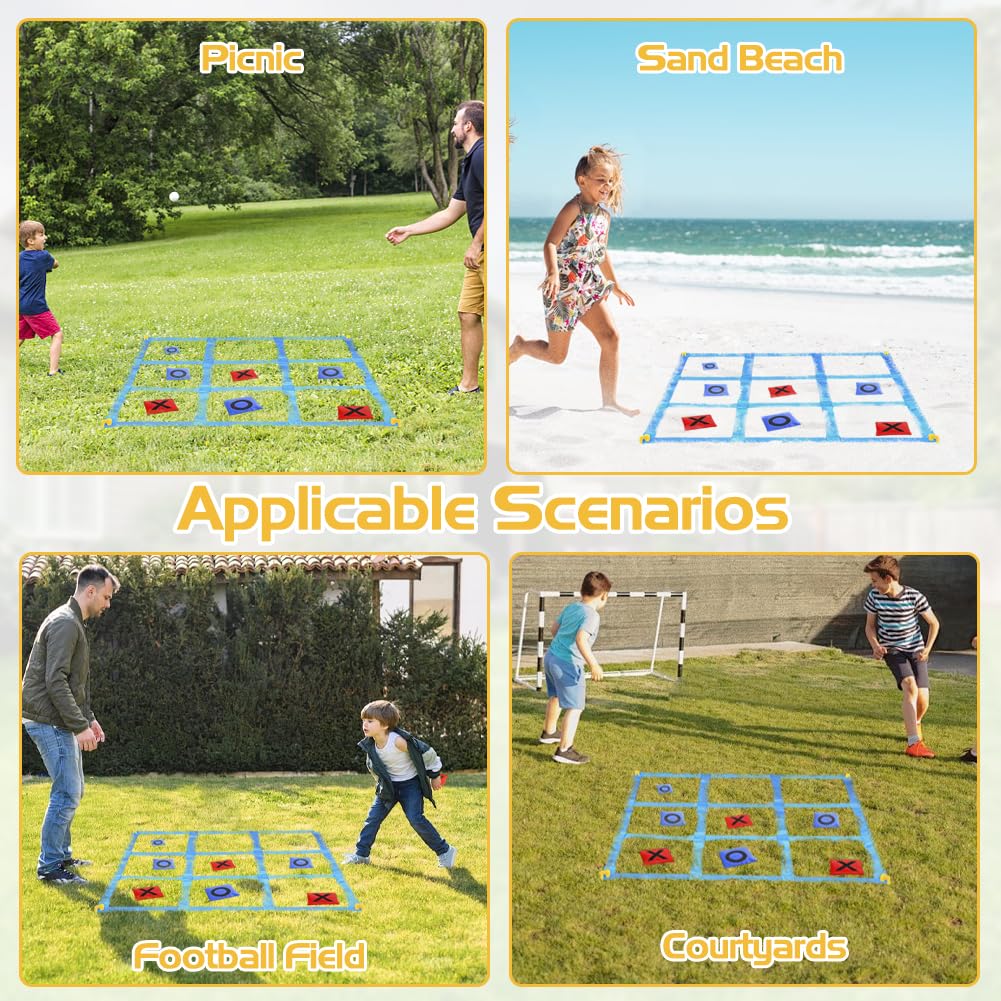 Enorme Tic Tac Toe - Set da Gioco per Esterni, 1,2 m, con Sacco, per Giardino, Spiaggia e Campeggio, Giochi da Giardino e Giochi All'aperto per Adulti, Bambini e Feste in Famiglia