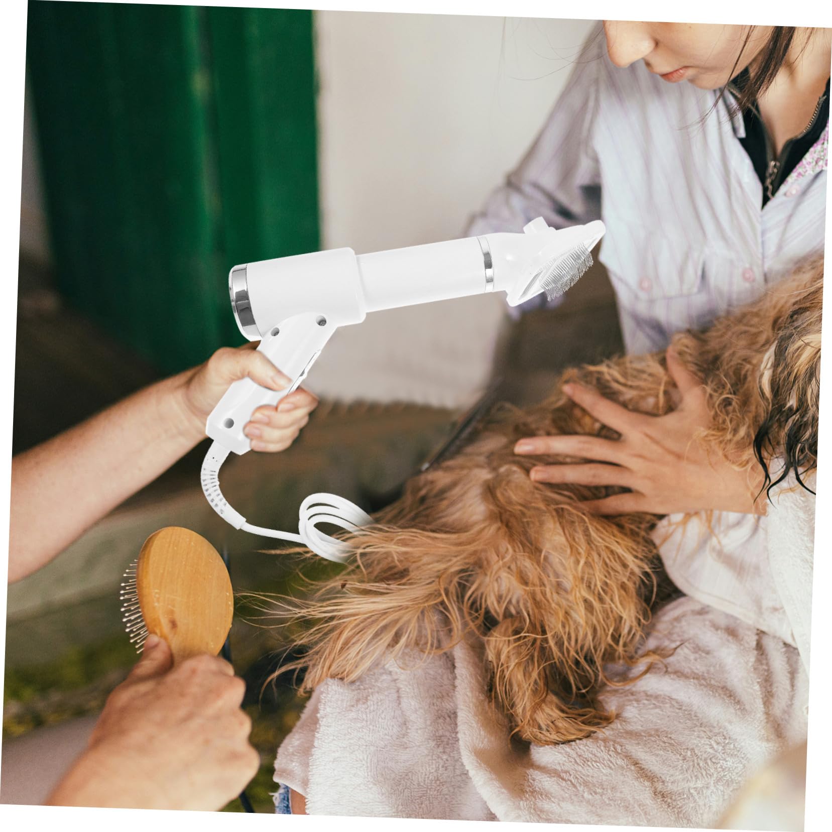iplusmile Sèche-cheveux pour Animaux de Compagnie Peigne Démêlant en Plastique Blanc, Sèche-cheveux pour Chien et Chat, Accessoire de Toilettage Pratique pour Propriétaires D'animaux