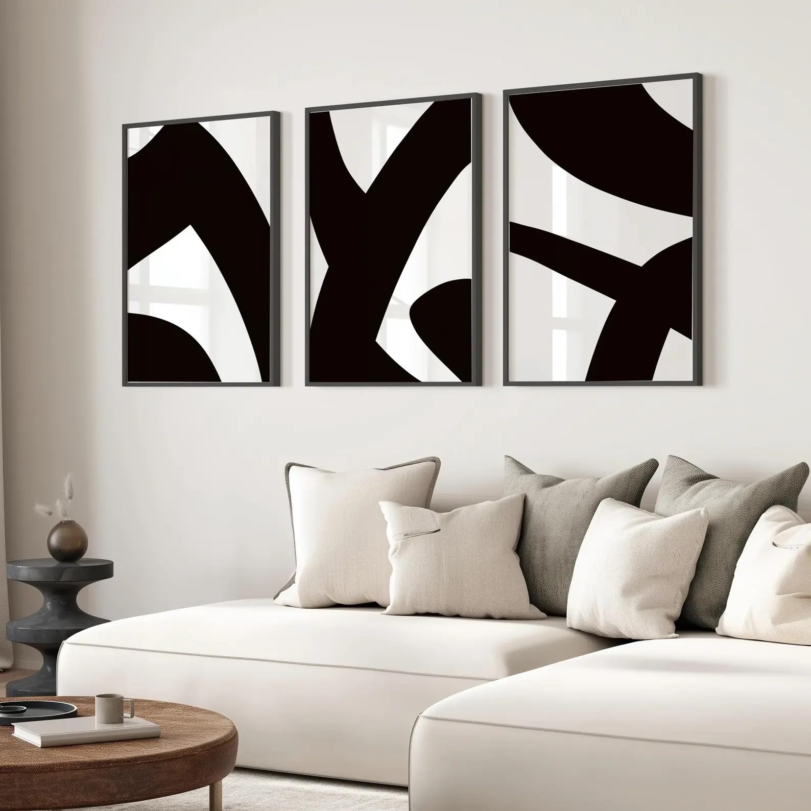 LTjiajuypd Black White Wall Art Modern Art Poster Black and White Art Abstract Line Wall Art Canvas Paintings for Room Decoration(40x55cm-3Pcs)