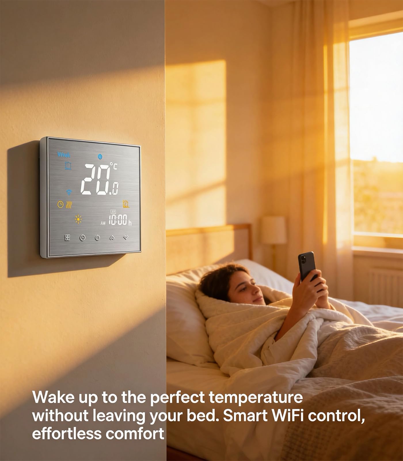 Thermostat WiFi Intelligent Thermostat d'eau programmable WiFi Contrôleur de température d'affichage LCD Fonctionne avec Alexa Google Home IFTTT 5A,