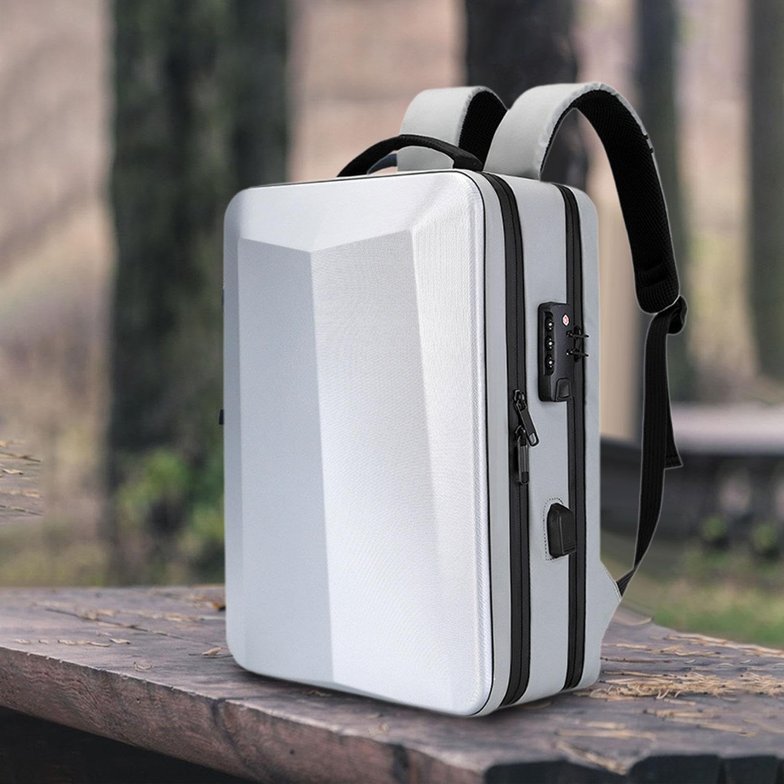 Zaino per Laptop con Rigido, Ideale per Il Gaming E I Viaggi, Argento 15 Pollici