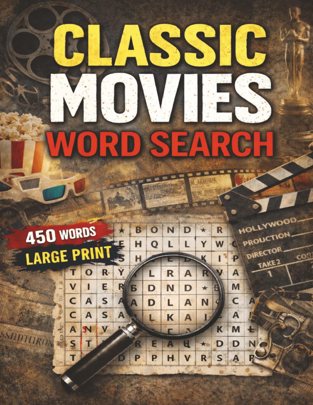 Classic Movies Word Search: 50 Themed Puzzles Featuring Iconic Films, Legendary Actors, and Famous Quotes and Scenes! Fun and Educational!