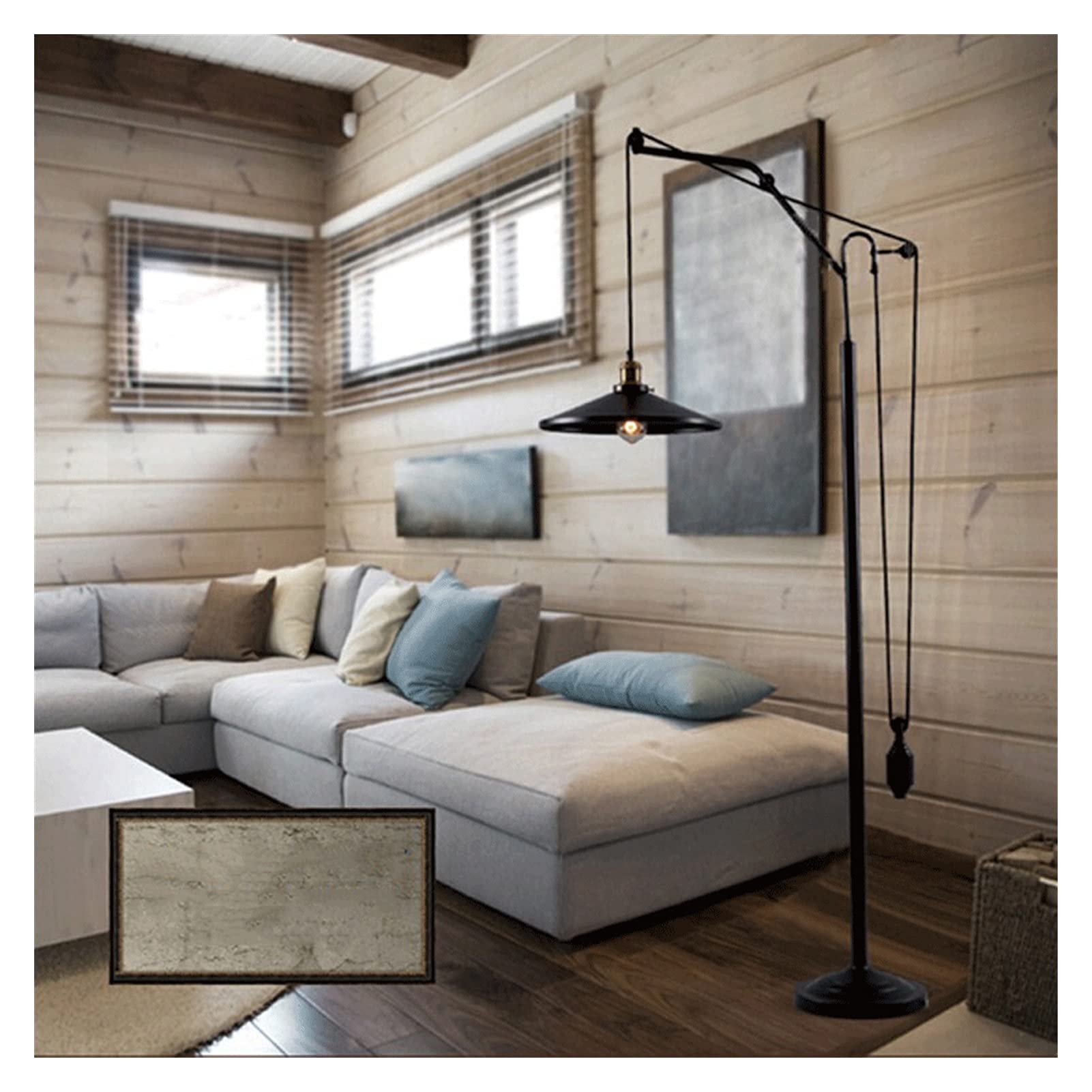 Lampada da Terra Lampada da Terra Industriale per Soggiorno e camere da Letto - Agriturismo Rustico Lampada da Lettura - Standing, Lampada da Interno a Testa Regolabile Lampada a piantana